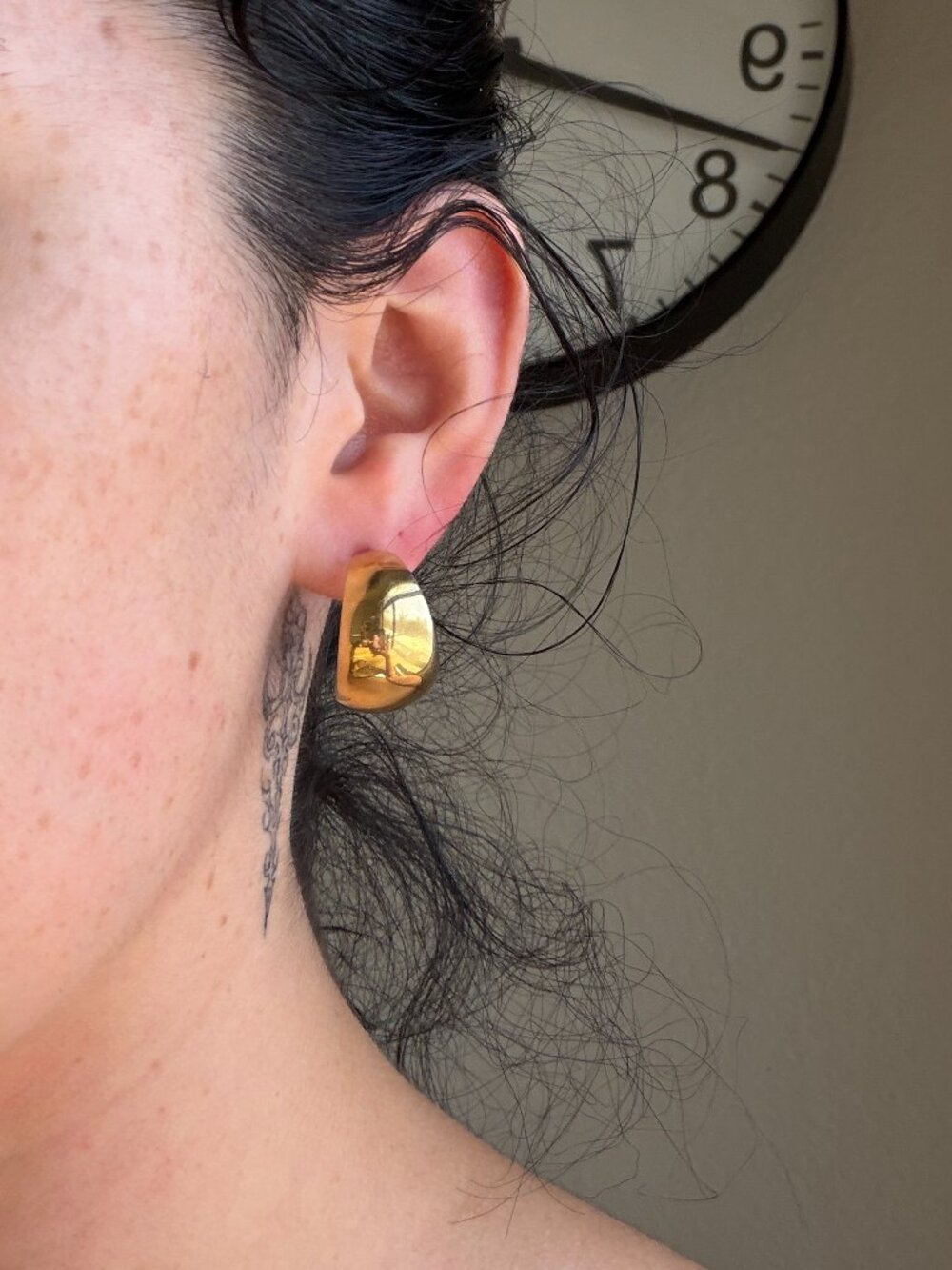 vintage monet des pat hoop gold earrings thick chunky statement hoop